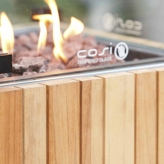 Cosipillar Teak Square Fire Lantern