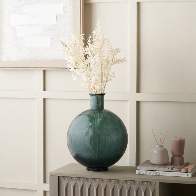 Diego Sea Green Round Recycled Glass Vase