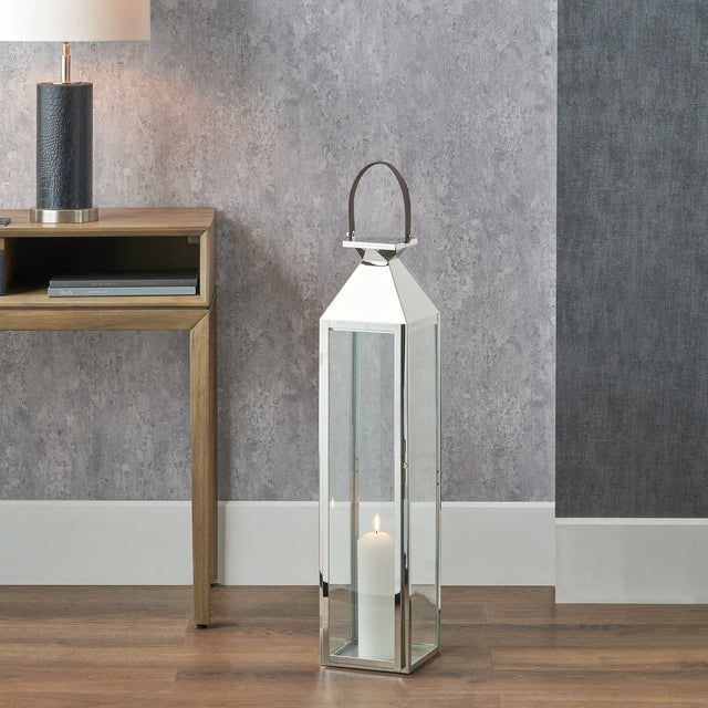 Ernsley Silver and Glass Medium Tall Lantern