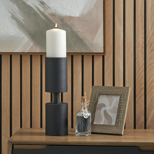 Bennett Matt Black Pillar Candle Holder Large