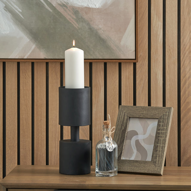 Bennett Matt Black Pillar Candle Holder