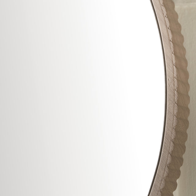 Sonia Natural Oak Textured Edge Round Wall Mirror