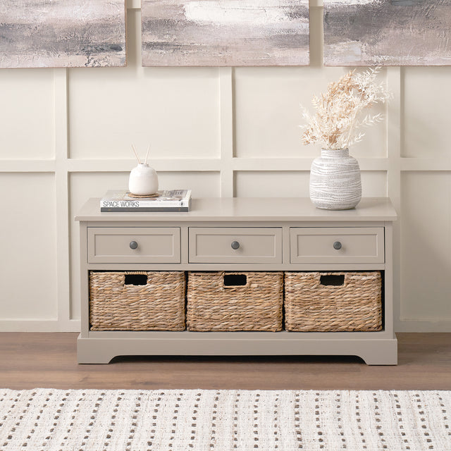 Hartland Putty Pine Wood and Banana Leaf Hallway Unit