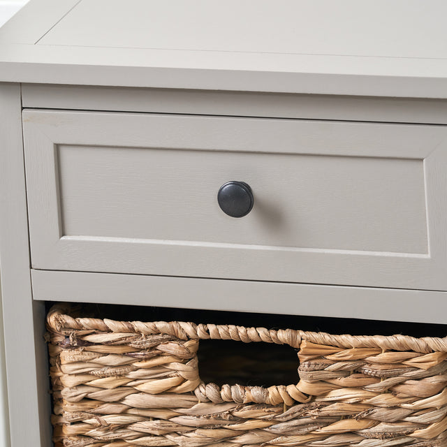 Hartland Putty Pine Wood and Banana Leaf Bedside Table Set Of 2