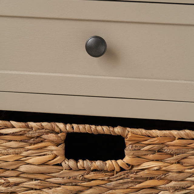 Hartland Putty Pine Wood and Banana Leaf Drawer Unit