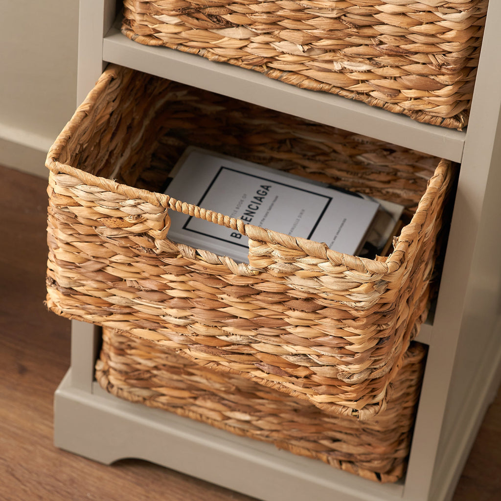 Putty Pine Wood and Banana Leaf Drawer Unit Tall | Furniture