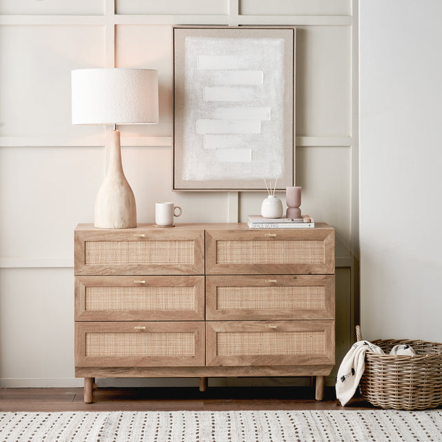 Hendrix Natural Rattan 6 Drawer Unit