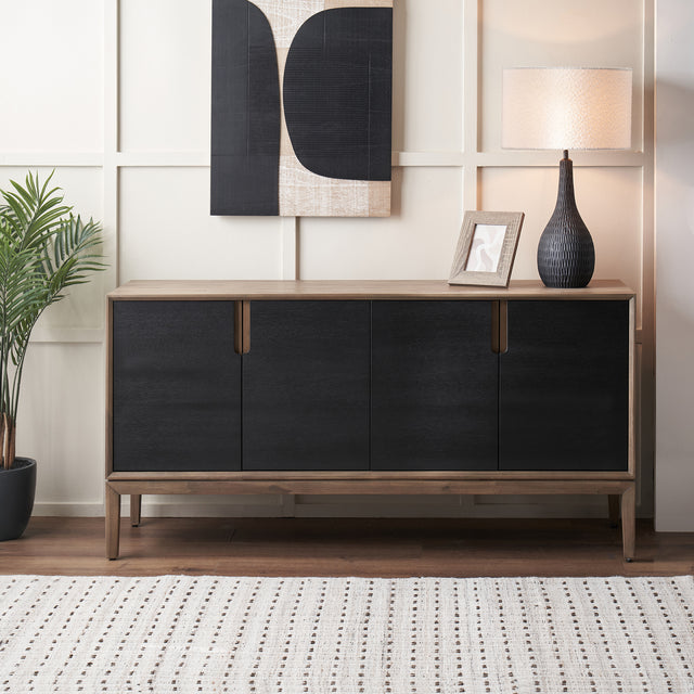 Giovanna Black and Natural Acacia Wood Sideboard