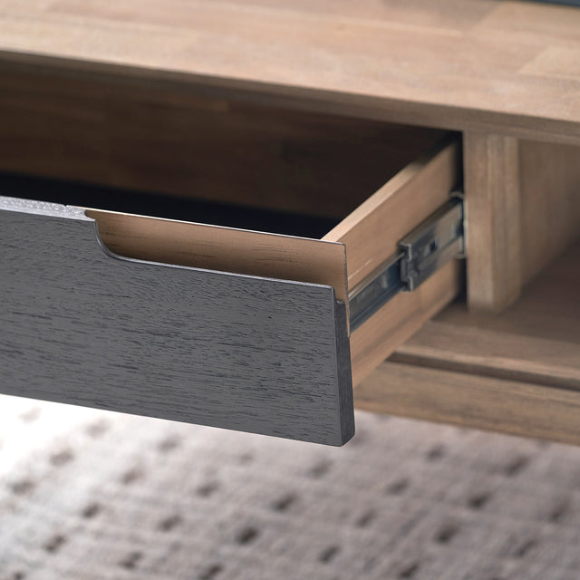 Giovanna Black and Natural Acacia Wood Coffee Table