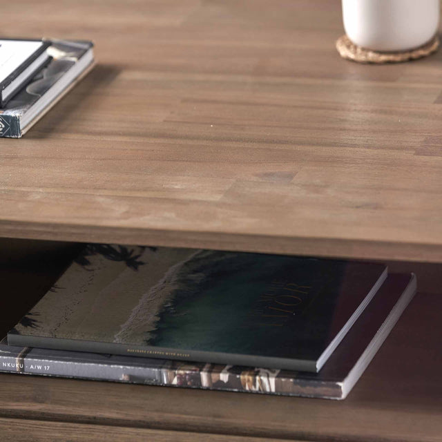 Giovanna Black and Natural Wood Living Room Furniture Set