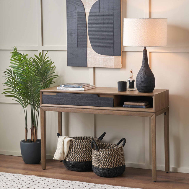 Giovanna Black and Natural Acacia Wood Console Table