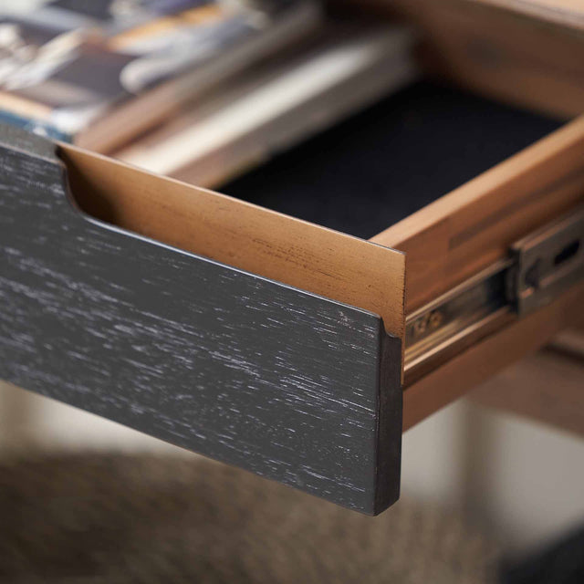 Giovanna Black and Natural Acacia Wood Console Table