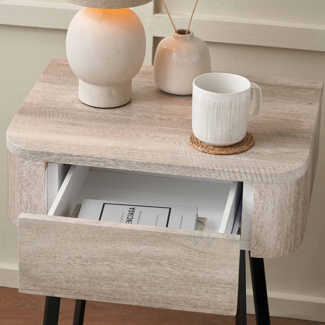 Newark Grey Oak Veneer Bedside Table Set Of 2