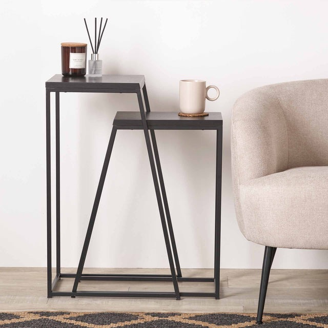 Moka Black Side Tables S/2