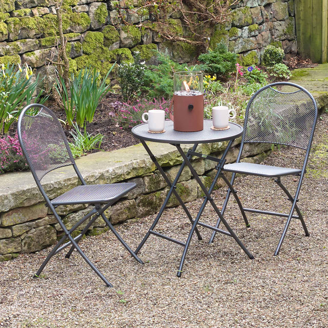 Café Latte Grey Outdoor Folding Bistro Set
