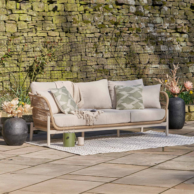 Oia Natural Woven Outdoor 3 Seater Sofa