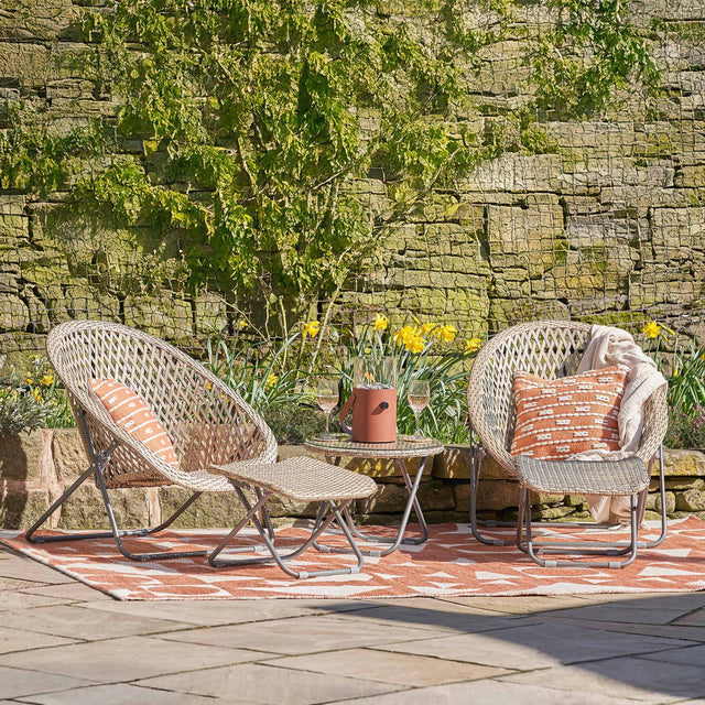 Tobs Grey Foldable Garden Chair and Footstools Set