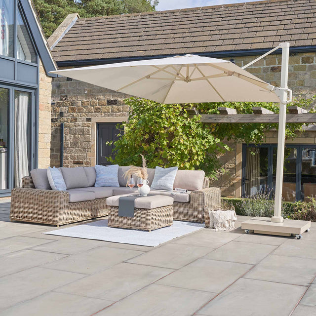 Platinum Challenger Champagne and Sandstone 3m Square Parasol
