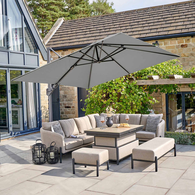 Platinum Challenger Premium Manhattan Grey 3m Square Parasol