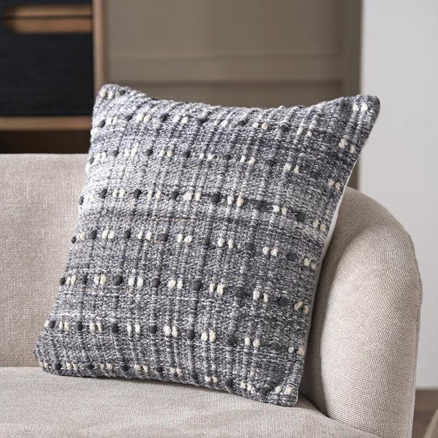 Indoor Outdoor Grey Double Stitch Design Scatter Cushion
