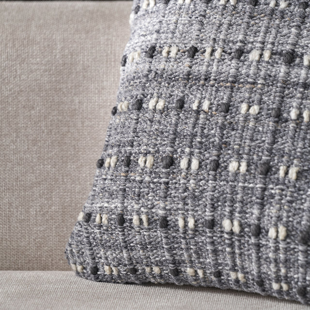 Indoor Outdoor Grey Double Stitch Design Scatter Cushion