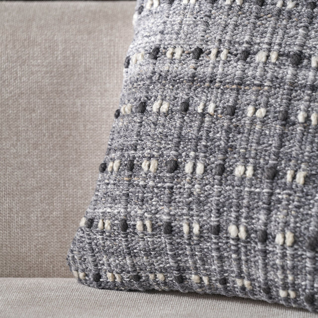 Indoor Outdoor Grey Double Stitch Design Scatter Cushion