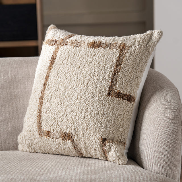 Indoor Outdoor Natural and Tan Fleck Design Scatter Cushion