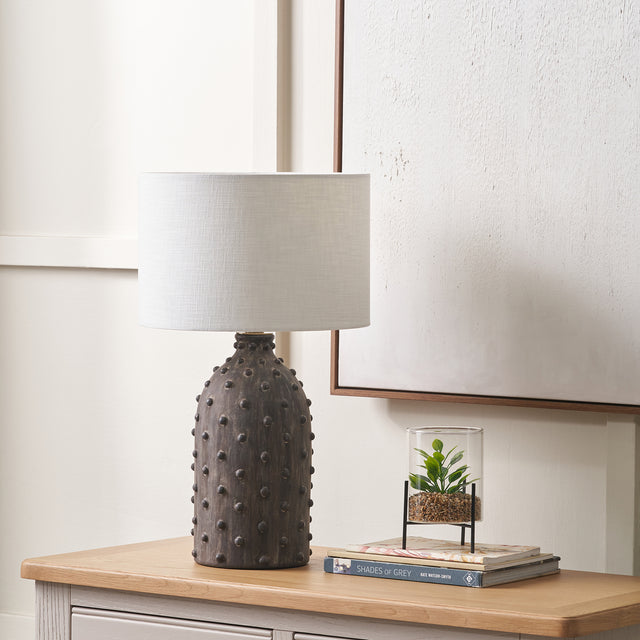 Kiara Grey Textured Dot Stoneware Table Lamp Base