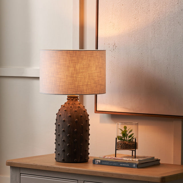 Kiara Grey Textured Dot Stoneware Table Lamp Base