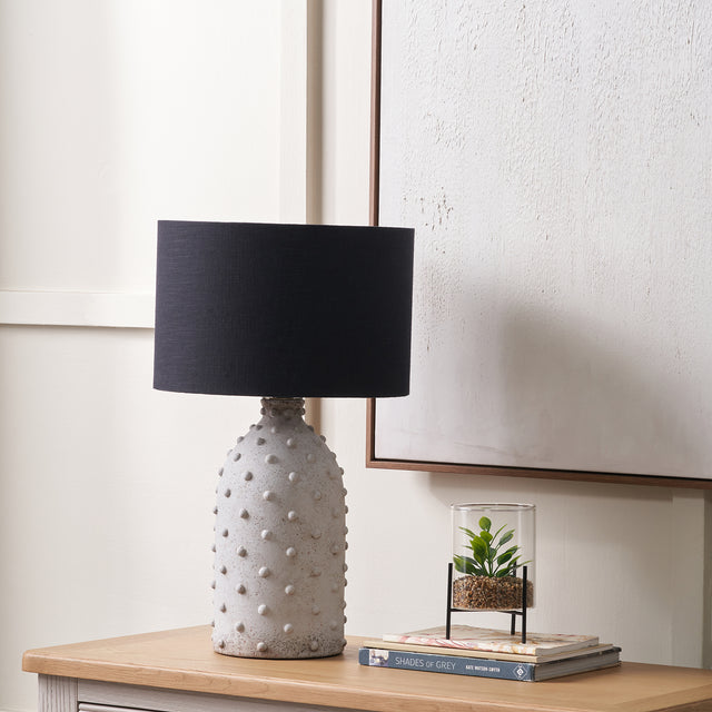 Kiara Light Grey Textured Dot Stoneware Table Lamp Base