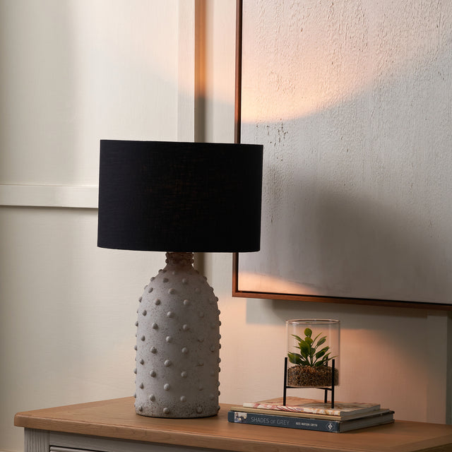 Kiara Light Grey Textured Dot Stoneware Table Lamp Base