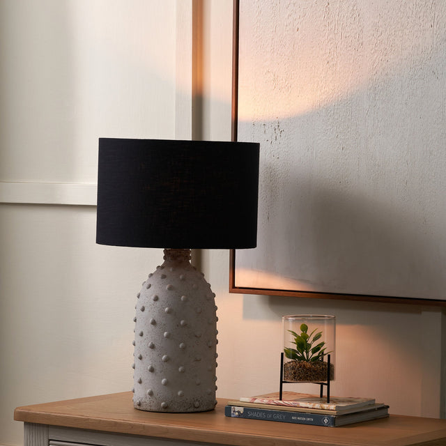 Kiara Light Grey Textured Dot Stoneware Table Lamp Base