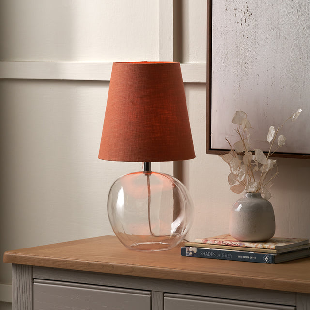 Hazel Clear Glass and Terracotta Lampshade Table Lamp