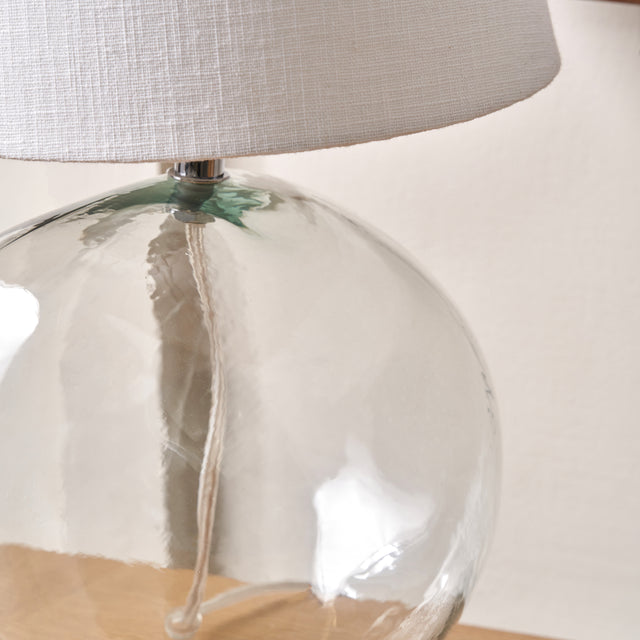 Hazel Clear Glass and White Lampshade Table Lamp