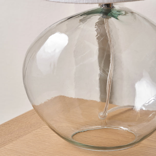 Hazel Clear Glass and White Lampshade Table Lamp