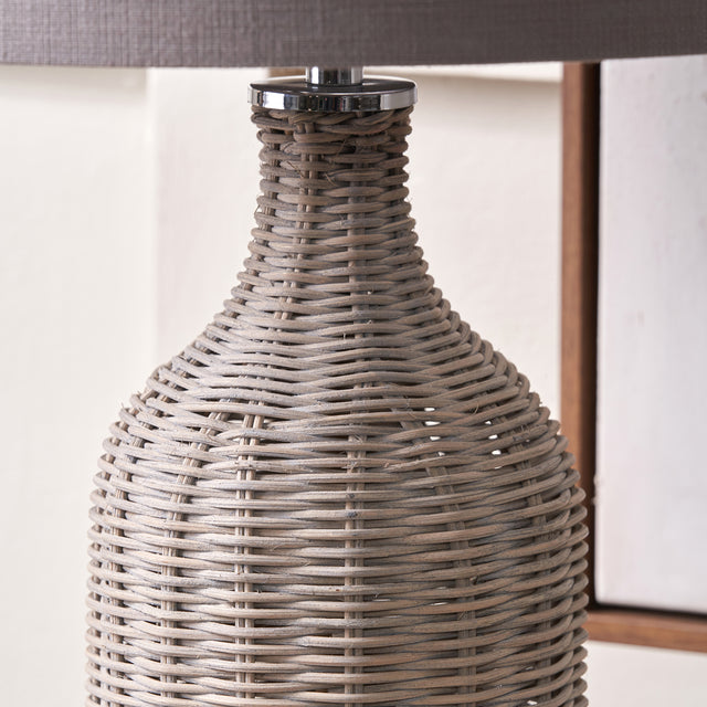 Naya Grey Wash Rattan Bottle Table Lamp