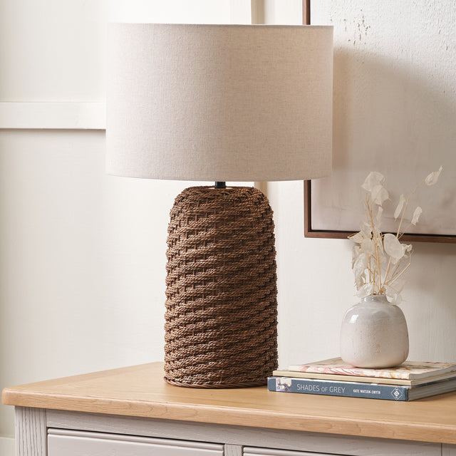 Jose Brown Wash Woven Seagrass Table Lamp