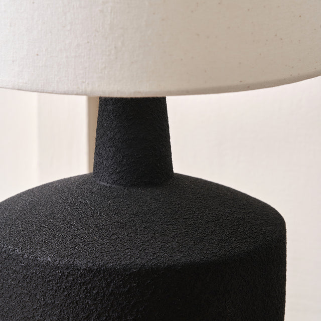 Eli Black and Wood Effect Textured Ceramic Table Lamp