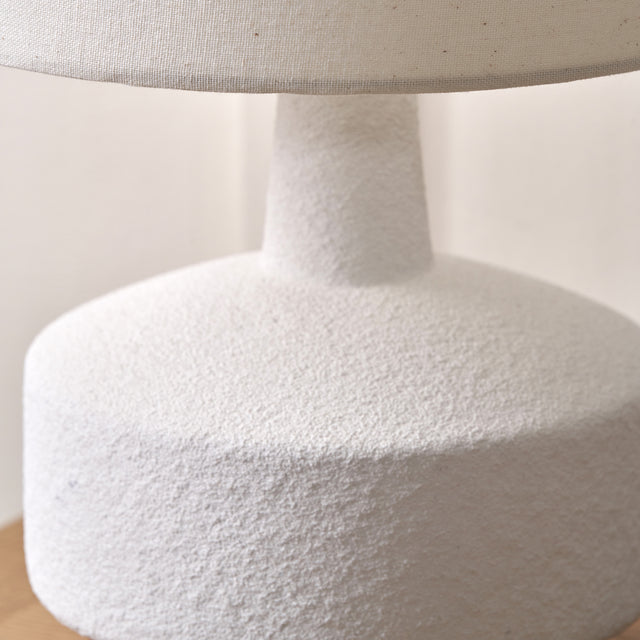 Eli White and Wood Effect Textured Ceramic Table Lamp