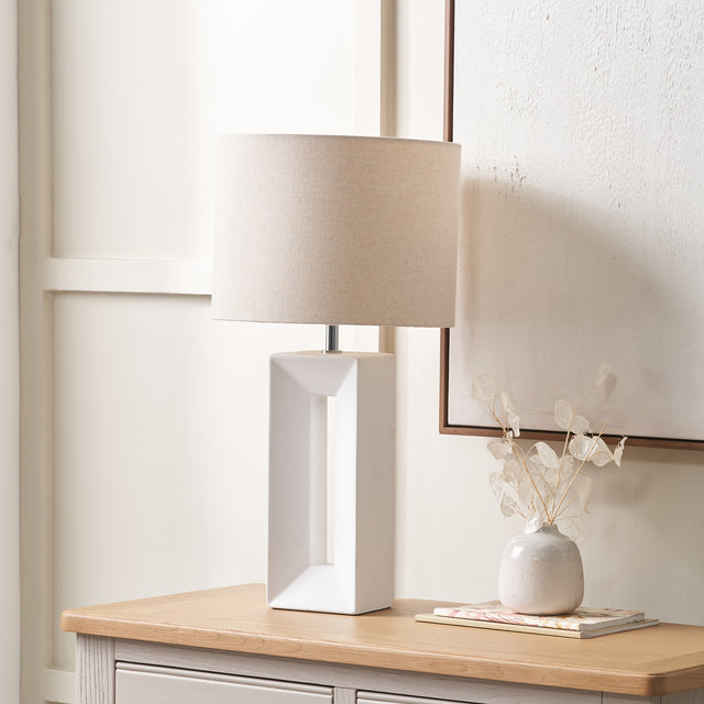 Renga White Ceramic Tall Table Lamp