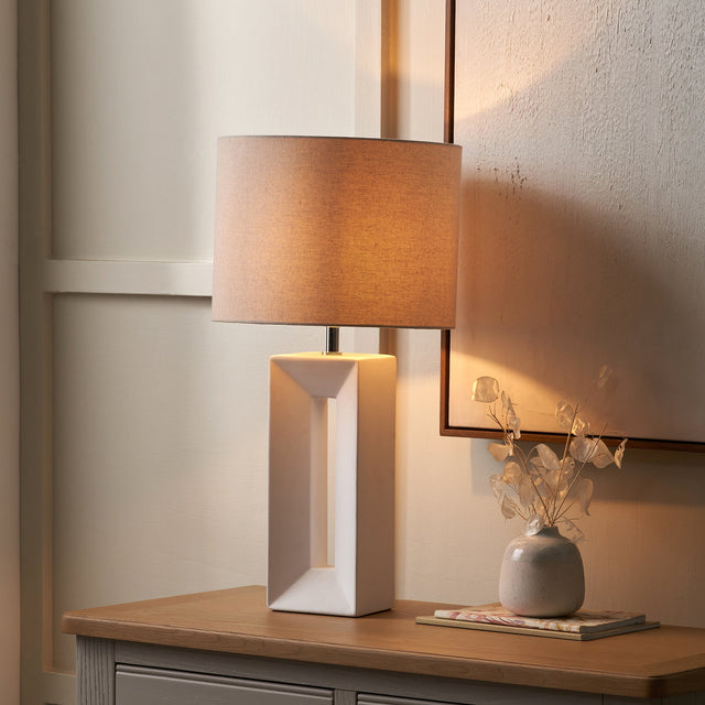 Renga White Ceramic Tall Table Lamp