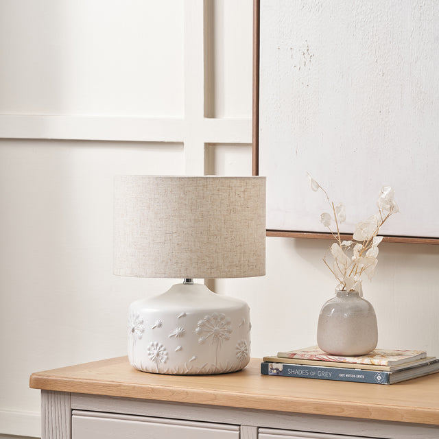 Dandelion White Small Ceramic Table Lamp