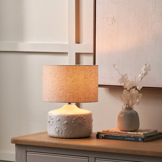 Dandelion White Small Ceramic Table Lamp