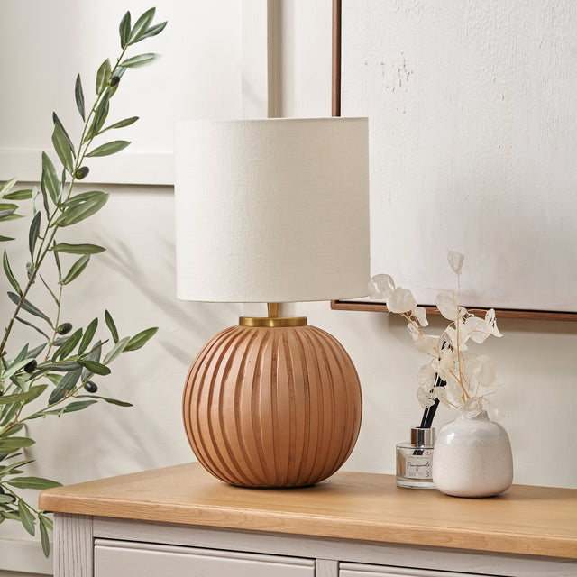 Erica Natural Textured Terracotta Ball Table Lamp