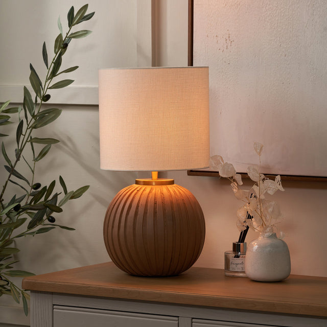 Erica Natural Textured Terracotta Ball Table Lamp