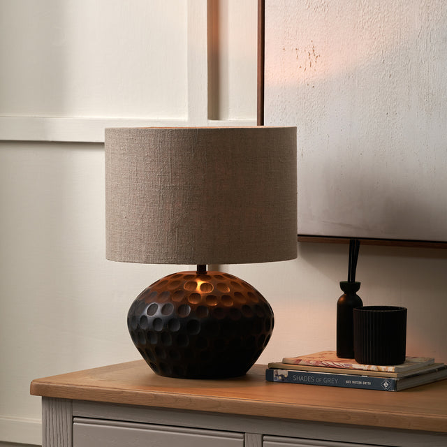 Dahlia Antique Black Mango Wood Table Lamp