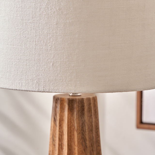 Dorian Natural Mango Wood Textured Cone Table Lamp