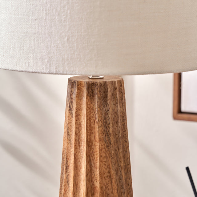 Dorian Natural Mango Wood Textured Cone Table Lamp