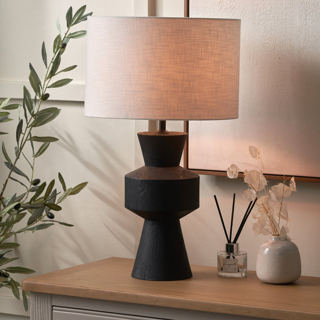 Kobe Black Mango Wood Contemporary Table Lamp Base