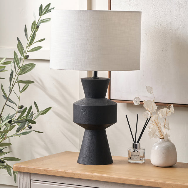 Kobe Black Mango Wood Contemporary Table Lamp Base